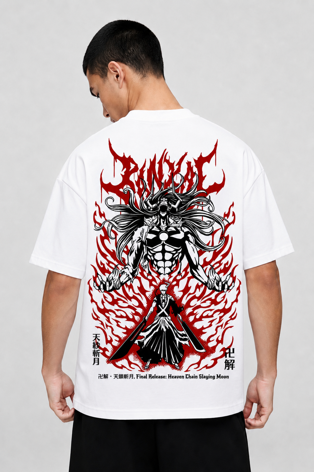 Bleach Bankai Oversized Anime Streetwear T-Shirt – Ichigo Hollow Flame Graphic Tee