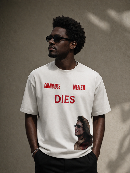 Zubeen Garg Comrades Never Dies Vintage Portrait Oversized Tee