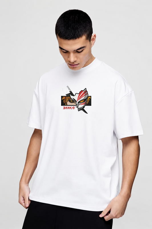 Bleach Bankai Oversized Anime Streetwear T-Shirt – Ichigo Hollow Flame Graphic Tee