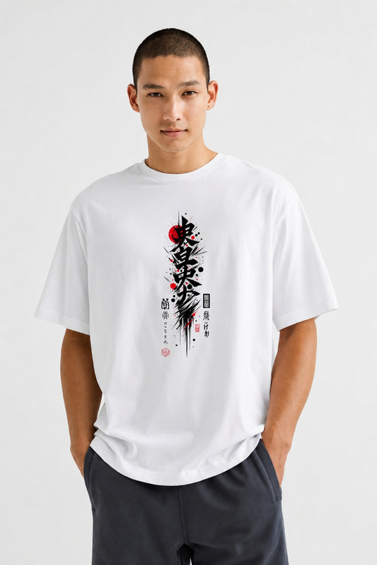 Samurai Dragon Eclipse Oversized Anime Streetwear T-Shirt – Front & Back Graphic Tee