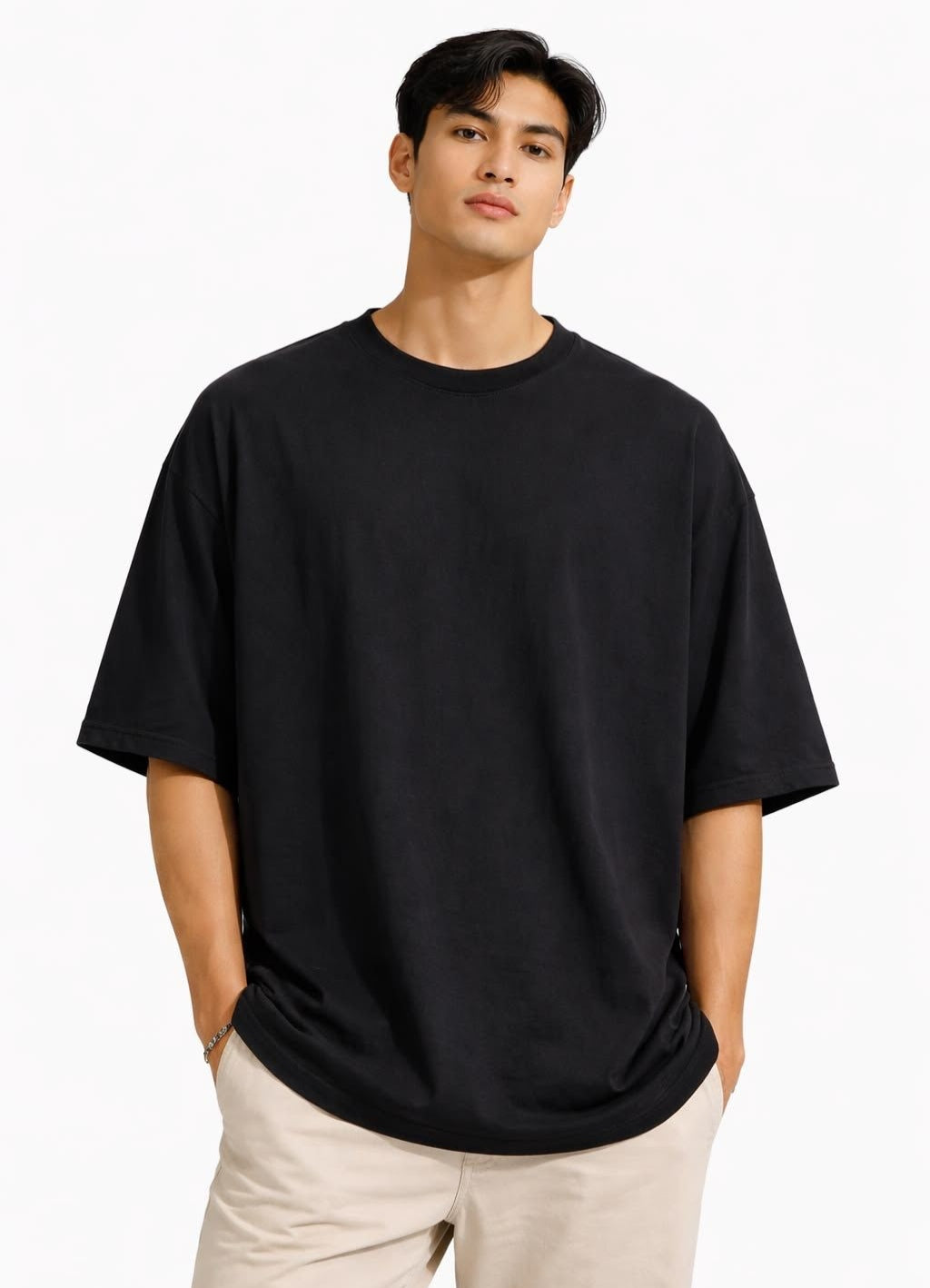 Men’s Premium Boxy Oversized Tee – Essential Charcoal Black