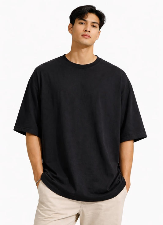 Men’s Premium Boxy Oversized Tee – Essential Charcoal Black