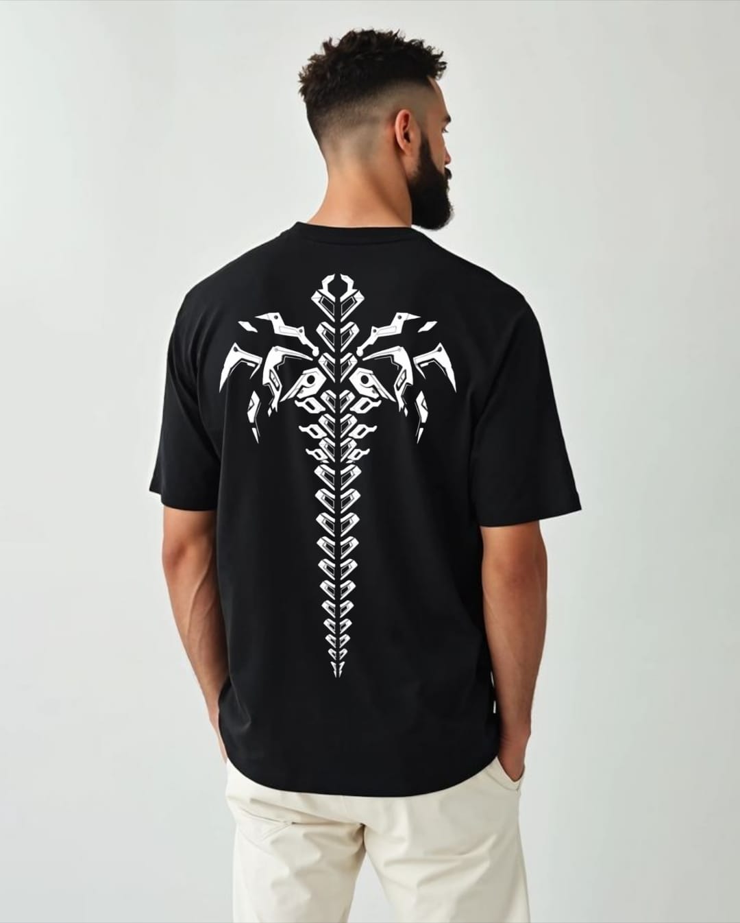 Dragon Spine Black T-Shirt for Men | Premium Cotton Graphic Print Streetwear