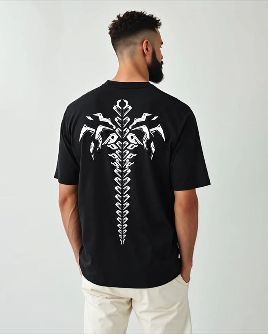 Dragon Spine Black T-Shirt for Men | Premium Cotton Graphic Print Streetwear