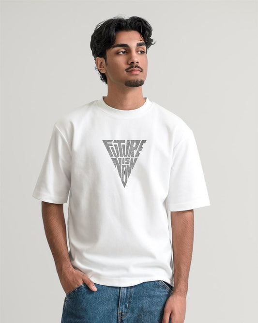 Future Vision Oversized White T-Shirt – Front & Back Graphic Print