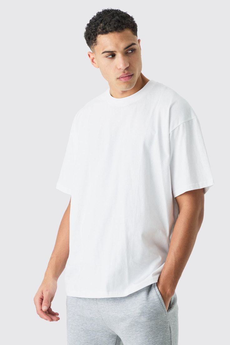 Oversized White T-Shirt for Men | Premium Cotton Plain Streetwear Tee | Relaxed Fit Casual Tshirt