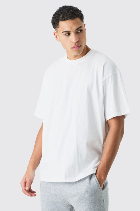 Oversized White T-Shirt for Men | Premium Cotton Plain Streetwear Tee | Relaxed Fit Casual Tshirt