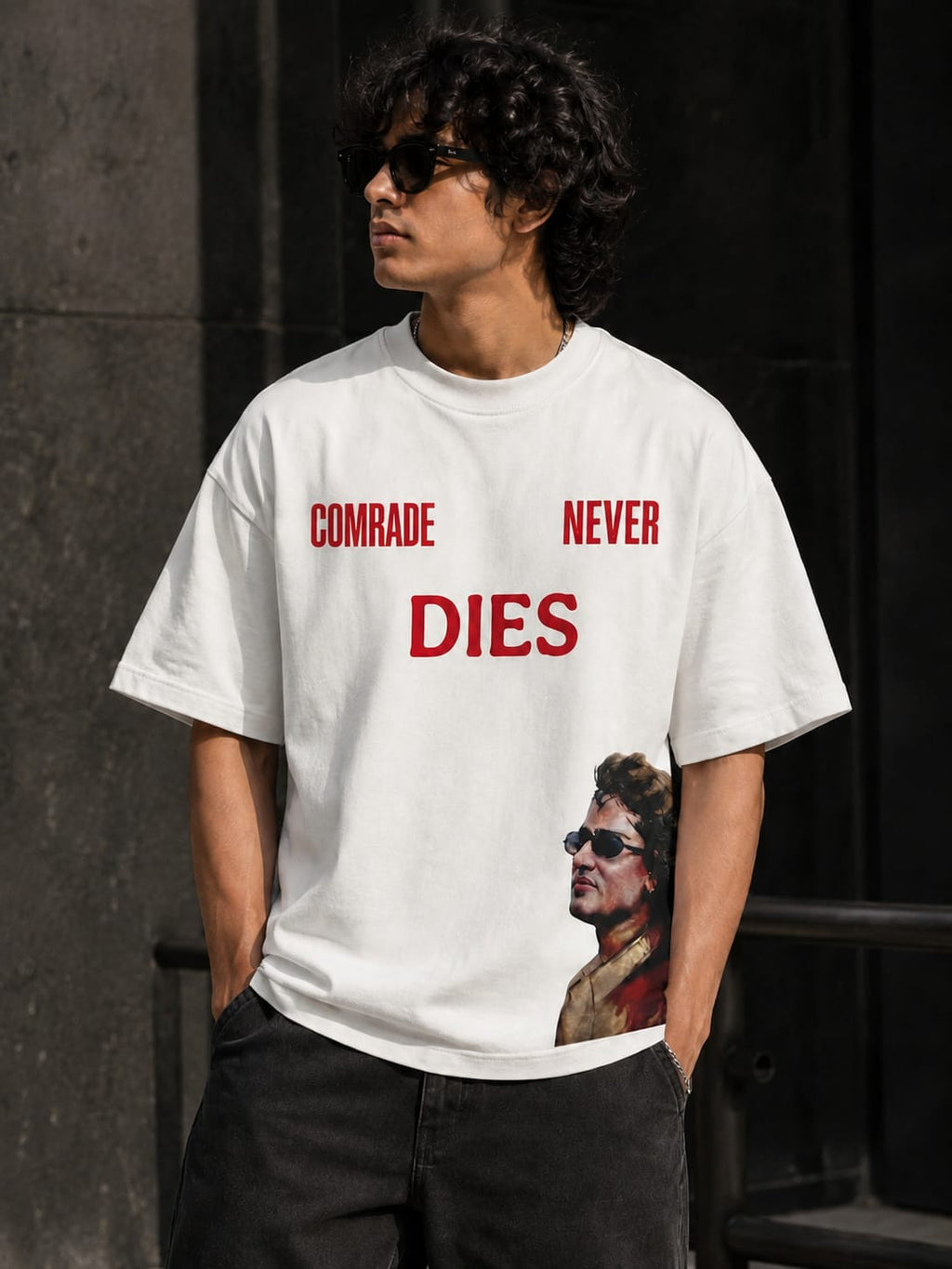 Comrades Never Dies Oversized Graphic T-Shirt | Bold Statement Streetwear | THREADIX