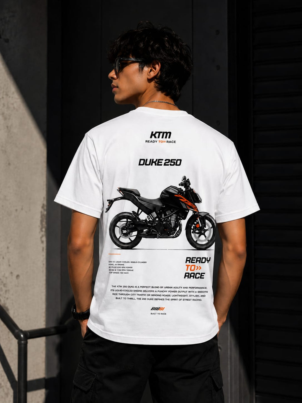 KTM Ready to Race Oversized T-Shirt | Premium Motorsport Streetwear | White Graphic Tee