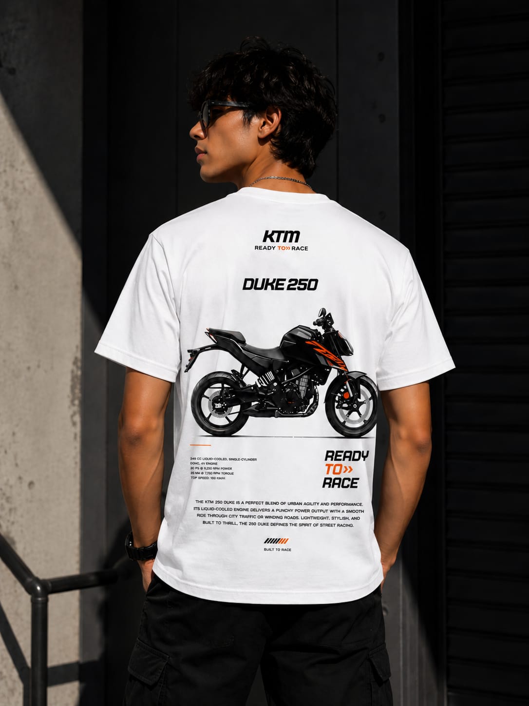 KTM Ready to Race Oversized T-Shirt | Premium Motorsport Streetwear | White Graphic Tee