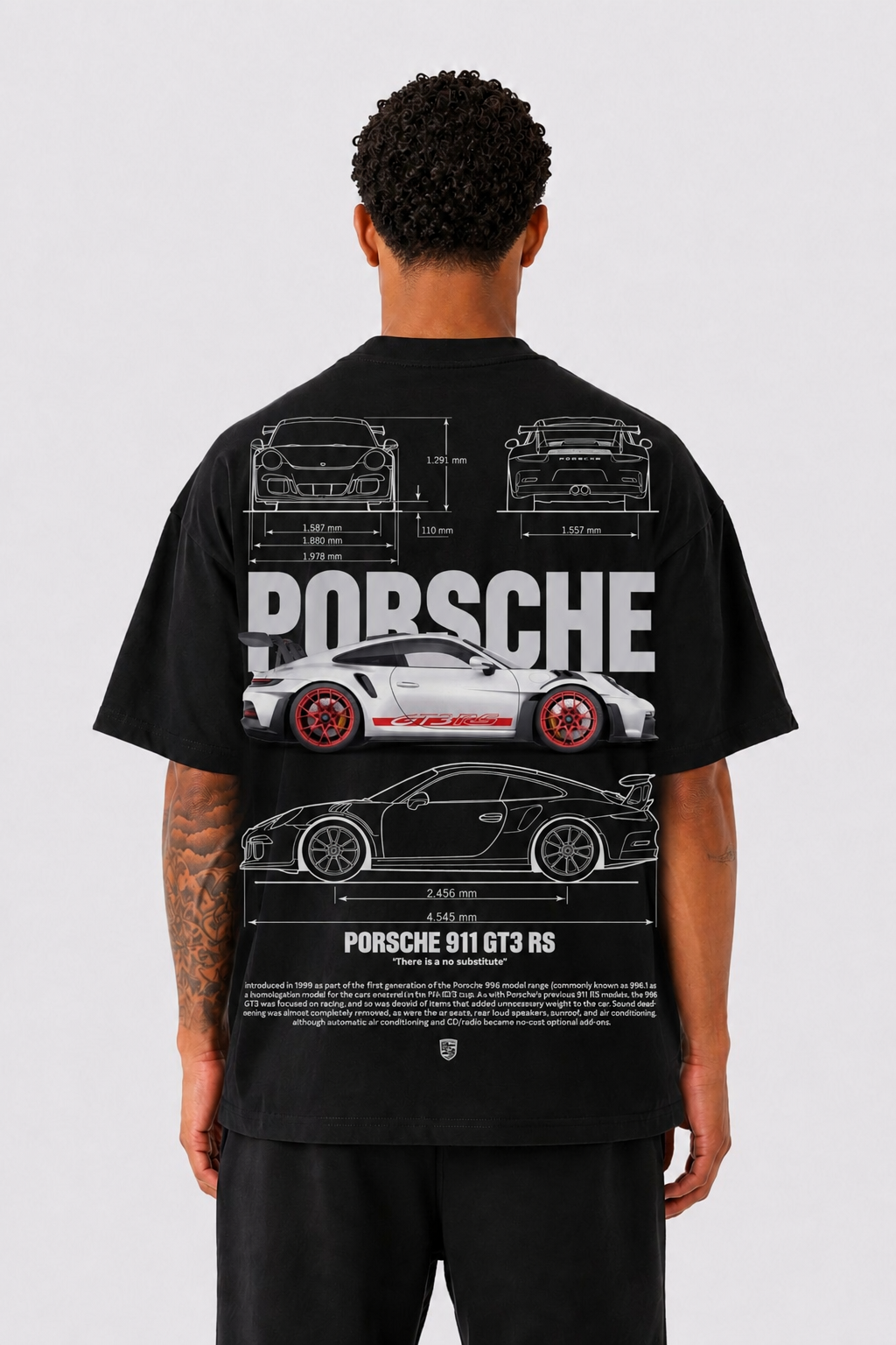 Porsche 911 GT3 RS Oversized Streetwear T-Shirt – White Graphic Tee